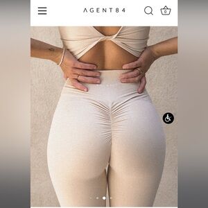 Agent84 Cream  girlfriend High-Waisted Leggings